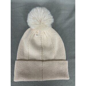 On 34th Women's Cozy Multi-Stitch Faux-Fur Pom Pom Beanie Ivory One Size NWT's